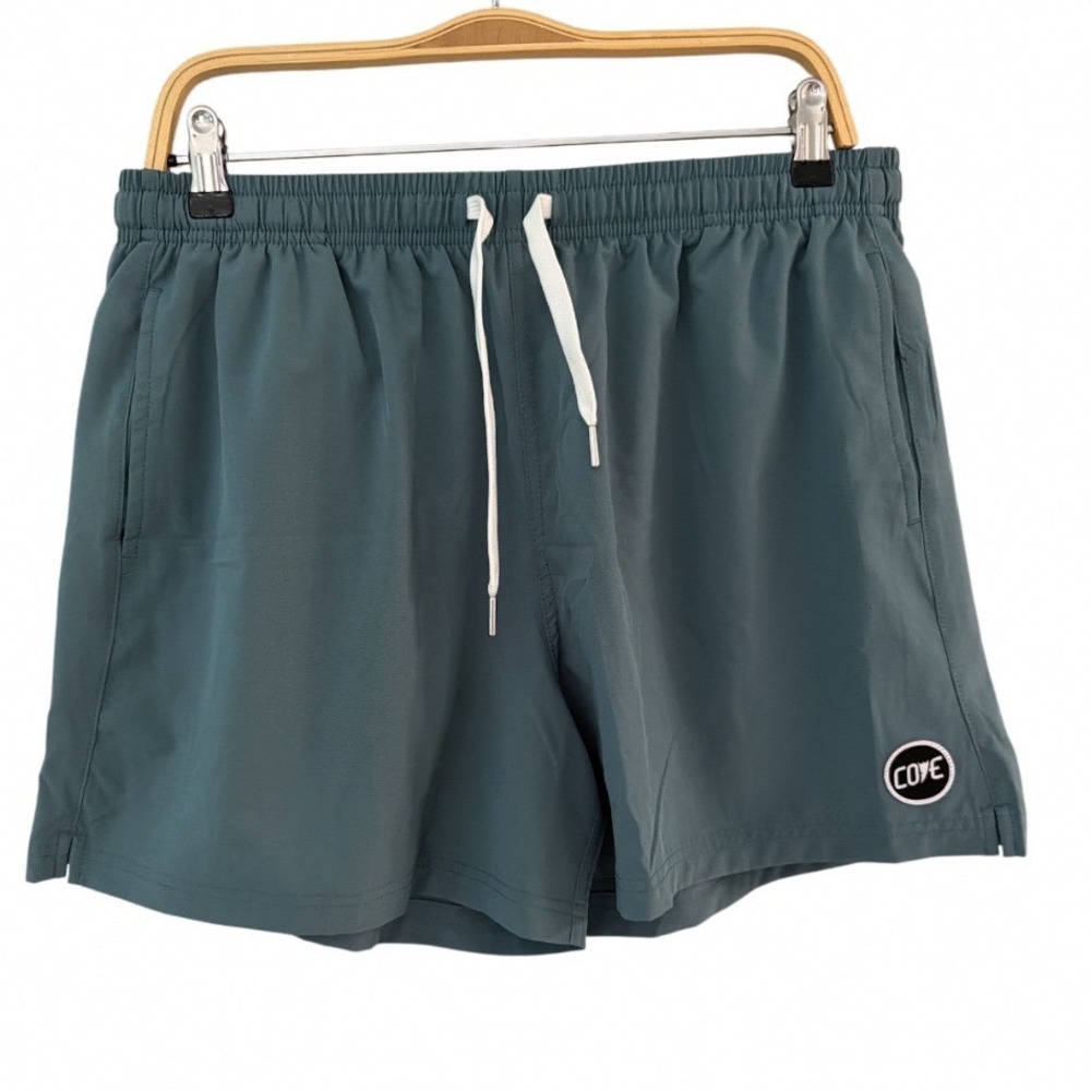 Cove USA Mens Board Shorts‎ Size 36 Teal Blue Stretch Swim Trunks 5.5 Inseam